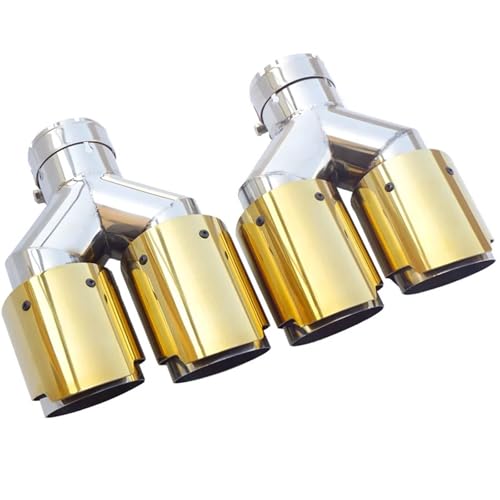 Embout d'échappement inox brillant double sortie dorée de luxe