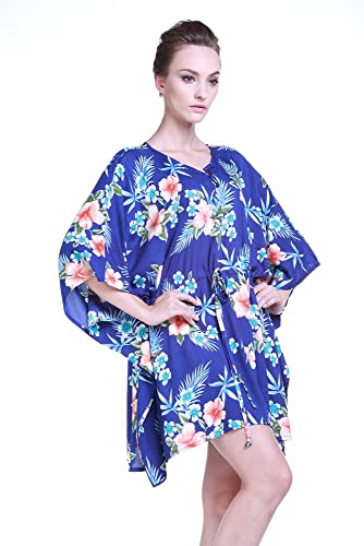 Image of Matchable Family Hawaiian Luau Men Women Girl Boy Clothes in Hibiscus Blue