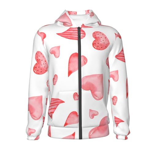 Pink Hearts Kid Hoodies Boys Zip Up Sweatshirts Girls Pullover with Pocket2