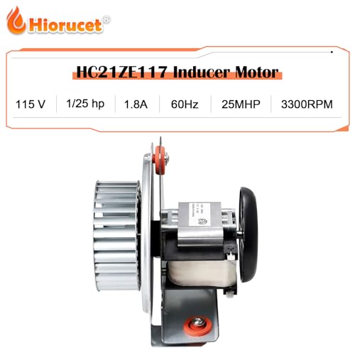 Image of Hiorucet HC21ZE117 318984-753 Inducer Motor Assembly for Carrier Payne Bryant, Jakel J238-150-1571 Furnace Draft Inducer Blower Motor HC21ZE117-B with HC21ZE114A Motor and LA11AA005 Blower Wheel.