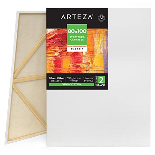 ARTEZA Lienzo para pintar cuadros | 80x100 cm | Set de 2 | 100% algodón | 1 Lienzo con imprimación de gesso de titanio sin ácidos | Ideal para profesionales, aficionados y principiantes