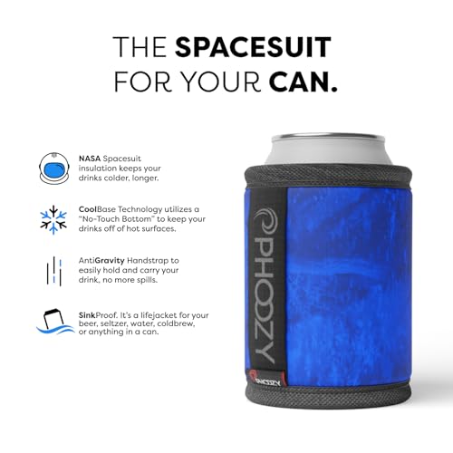 Image of PHOOZY Insulated Can Cooler for 12 oz Cans - Patented Drink Sleeve with NASA-Inspired Technology - Keeps Beer, Soda & Sparkling Water Cold Longer - Lightweight Outdoor Can Holder - Blue