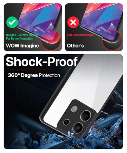 Image of WOW IMAGINE Shockproof Hybrid Back Cover for Mi Redmi Note 13 5G | Hard Slim fit Back Case | PC & TPU | Clear Transparent Case - Black