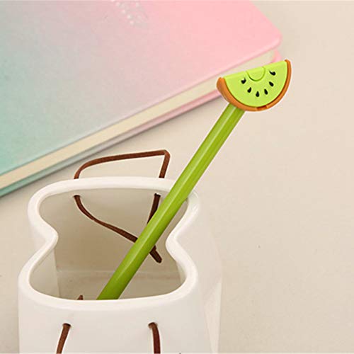 Bolígrafos gel tinta negra 6 piezas diseño kawaii frutas miniatura 5