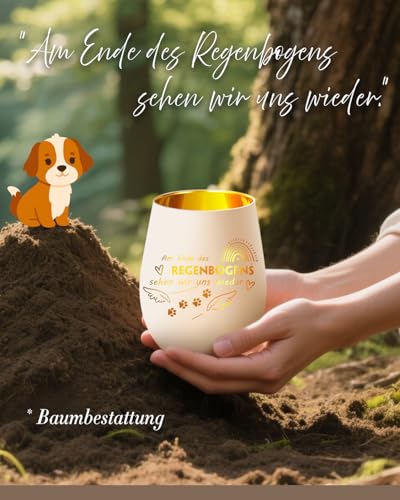 Weiß Trauerlicht mit Gravur - Trauergeschenk für Tierbesitzer - Haustier Denkmal Kerzenhalter - Trauer Deko Windlicht - Trost Geschenke für Tierbesitzer - Trauer Deko Grablicht für Katzen, Hunde