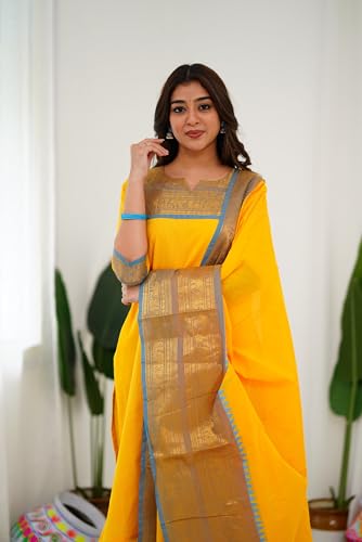 Image of TWINLIGHT Women's Kanchi Cotton Elephant Jaquard Work Kurta and Dupatta Set | V Neck 3 /4 Sleeves Straight Calf Length Kurti with Jaquard Border Work Dupatta | Kurti Set for Women