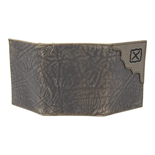Twisted X Leather Elephant Embossed Trifold Wallet with Overlay (Grey)3