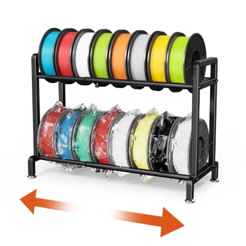 Adjustable Length & Width 2-Tier 3D Printer Filament Storage Rack - Heavy Duty Filament Spool Rack for 20 Rolls, for 3D 