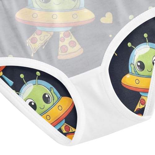 Toddler Panties, Cute Green Aliens Pizza Girls Underwear Cotton, 2–8 Years4