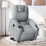 HBFDSFG Electric Stand up Massage Recliner Chair for Elderly with Power Lift, 6 Massage Points, Cup Holders, Side Pocket, Light Gray Fabric