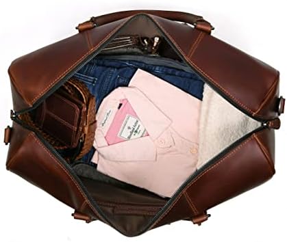 Leather Travel Duffel Bag with Toiletry Dopp Kit | Gym Sports Bag Airplane Luggage Carry-On Bag | Gift for Father's Day By Aaron Leather Goods 4 Leather Travel Duffel Bag with Toiletry Dopp Kit | Gym Sports Bag Airplane Luggage Carry-On Bag | Gift for Father's Day By Aaron Leather Goods