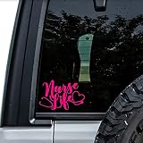 Nurse Life Stethoscope Heart Vinyl Decal Sticker - Custom Truck Bumper Window Laptop Car Notebook Mug Tumbler Gift Helmet (Pink)