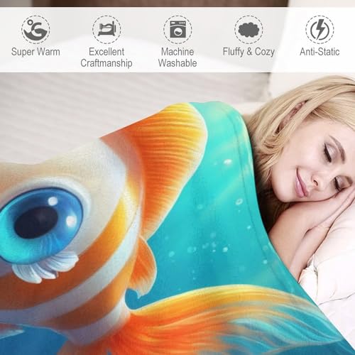 Couverture poisson en flanelle douce et chaude pour lit et canape 100x130cm - 4