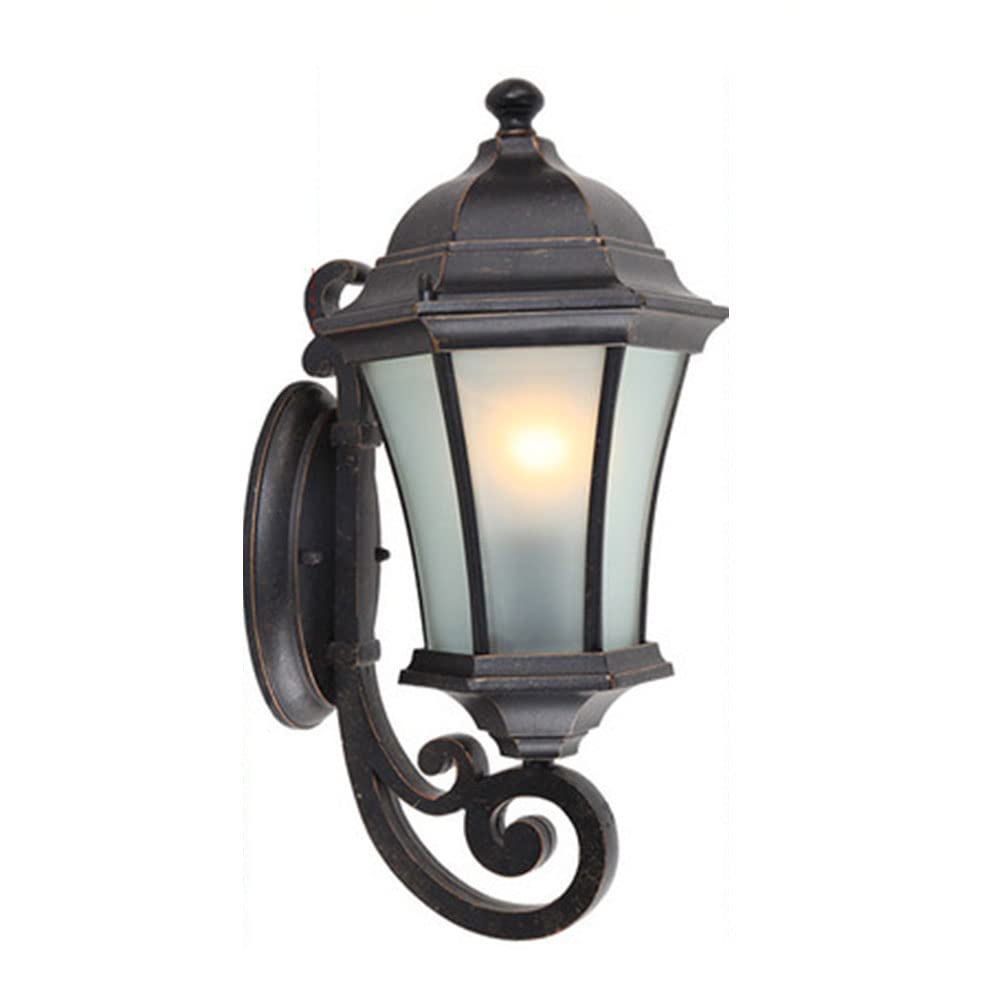 OZBMA Wall Lantern Matte Black Lamp Sconces Lighting with Frosted Glass Shade Outdoor Waterproof Anti-Rust Light Fixture Vintage Exterior Sconce for Garage, Patio,Barn
