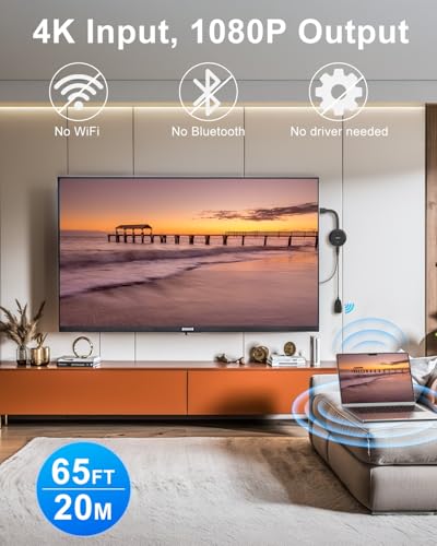 Kajm 4K Wireless HDMI, Miracast Dongle HDMI Adapter Transmitter Screen Mirroring Diaplay Streamer, 5G/2,4 Hz Kabellos Receiver von Video/Audio Übertragung von Laptop, PC, Smartphone auf TV, Beamer, Monitor - Zusatzansicht 4 | Streaming-Geräte