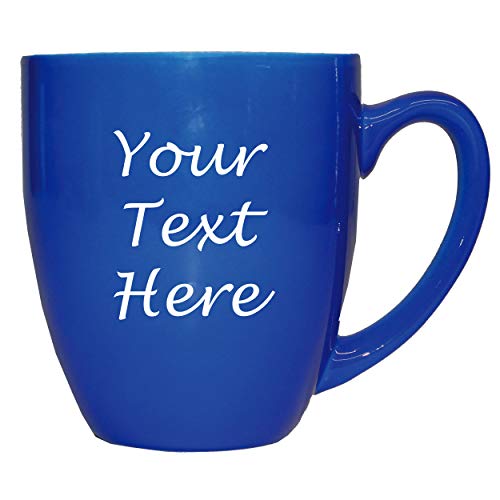 Custom Engraved Latte Coffee Mug - Personalized With Your Text (Blue) #TOP4