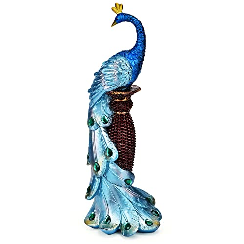 SeaHug Peacocks Statue Decor,Animal Sculpture Modern Resin Home Accent-Hallway Livingroom Bedroom Kidsroom Home Office Desktop Versatile Style Ornaments-Gorgeous Artistic Birds Gift-13 3/4 inchs