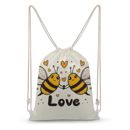 Drawstring Bag Backpack Bee Love Honey Sackpack Foldable String Bags Sports Gym Bag for Shopping Yoga
