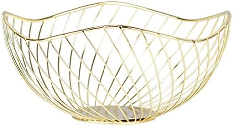 FMURY Wrought Iron Fruit Bowl Basket Metal Wire Fruit Snack Tray Rose Gold Storage Rack Kitchen Home image 5