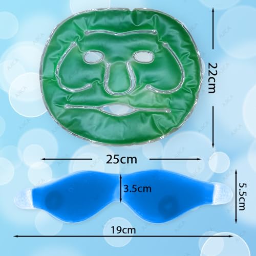 Image of Aqua Ice Face & Eye Cooling Gel Mask and Aloe Vera Gel Mask Ice Pack for Face and Eye Patches Remove Dark Circles, Fatigue Cool Eyes Patch Pads Eye Care | Facial Skin Refresh Face Mask for Hot & Cold Therapy (Large Aloe Face Mask, Blue Magnetic Eye Mask)