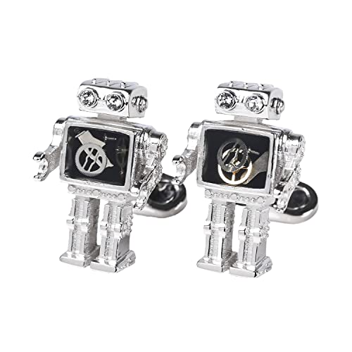 父の日 モンアート MONART カフス メンズ カフリンクス カフスボタン ロボット シルバー ブラック SPK/E Made in Italy [正規代理店] [並行輸入品]