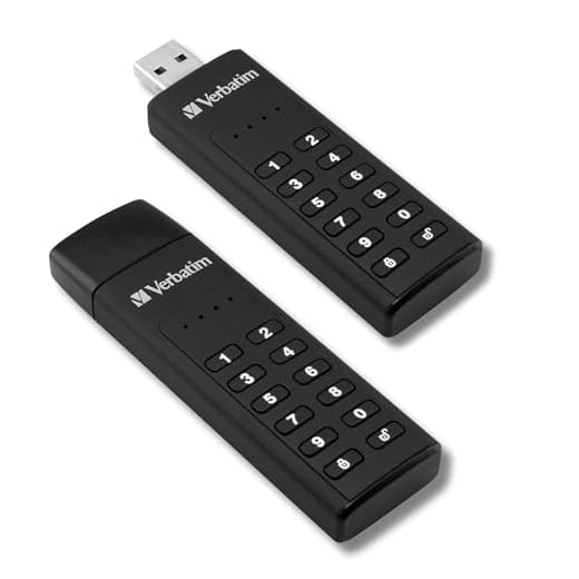 VERBATIM 49428 Keypad Secure USB-minne I USB 3.2 Gen 1 I 64GB I Minnessticka med lösenkodsskydd och kryptering I inkl. USB-A förlängningskabel I USB-3 för bärbar dator & Co I svart