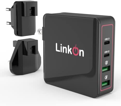 LinkOn Ganius 166W (136W Certified) Portable Wall Charger GaN Tech 100W USB-C PD3.0 PPS and 18W USB-A QC4.0 + Compatible with MacBook Dell HP Surface Lenovo Samsung S20 Ultra Note 10+ Travel Power