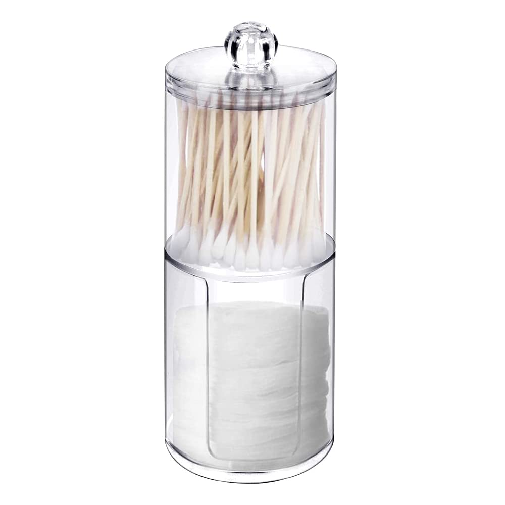 Qanye Transparent Cotton Pads Storage, Swab Holder With Lid Bathroom, Clear Makeup Pads Container Organizer, Makeup Organizer Cotton Pads Holder, For Storage Of Cotton Swabs, Cosmetics, Paper Towels (2 Layers)