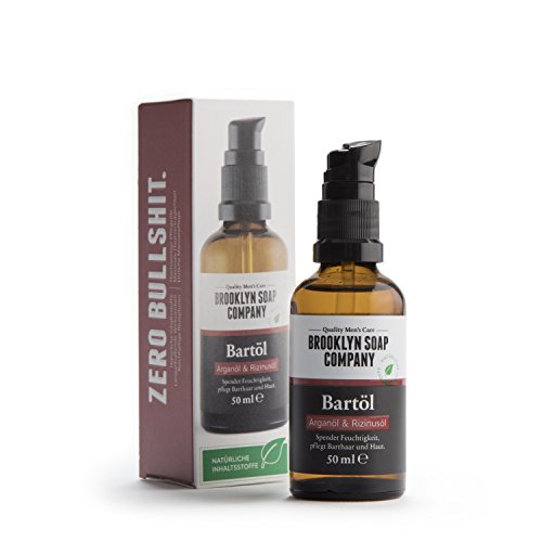 entretien barbe naturel: huile à barbe (30 ml) cosmétiques naturels de la BROOKLYN SOAP COMPANY idée cadeau pour l’homme - styling de la barbe de trois jours ou pleine barbe douce, moins démangeaison Cover