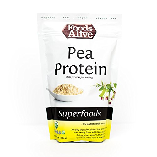 Foods Alive Pea Protein Powder, 100% Yellow Pea Protein, Unflavored, Vegan, with No Gluten, Lactose, Dairy or Cholesterol, This Pea Protein Isolate is Soluble and Easy to Digest, 8oz (Single Pack)