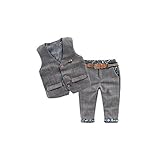 TAOJIAN Baby Vintage Style and Wedding Tuxedo Waistcoat Outfit Suit (as1, Age, 3_Years, Grey)