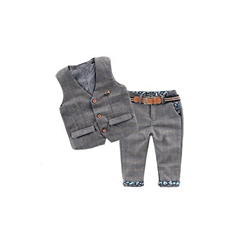 TAOJIAN Baby Vintage Style and Wedding Tuxedo Waistcoat Outfit Suit (as1, Age, 3_Years, Grey)