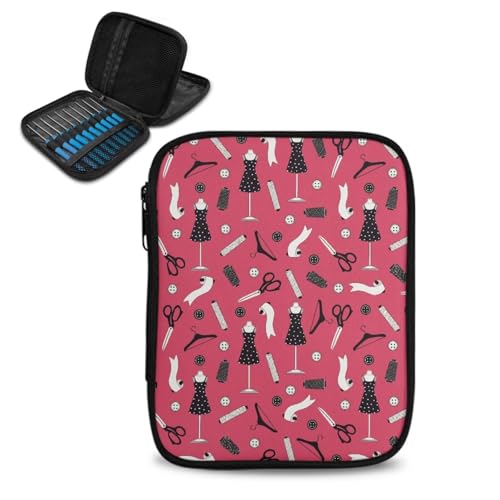 YUVAMAGIMO Sewing Tools Knitting Needle Zipper Organizer with Mesh Pocket Portable Crochet Hook Case Travel Storage Bag for Various Crochet Needles and Accessories Gift for Tailoring Enthusiast