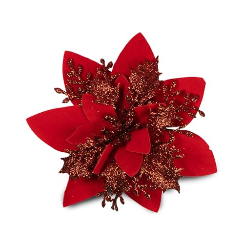 Smast 15 Fiori Per Albero Di Natale 14 Cm Con Clip Incluse - Decorazioni Albero Di Natale, Stella Di Natale Fiore Perfetta Per Decorazioni Natalizie, Addobbi Natalizi, Ghirlanda Natalizia – New 2025