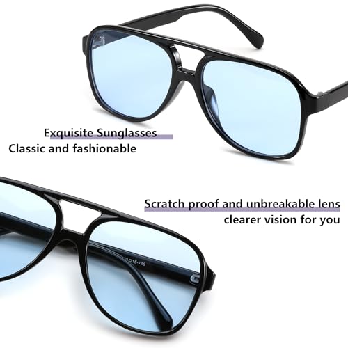 Image of FEISEDY Vintage Retro 70s Plastic Aviator Sunglasses Women Men Classic Large Squared Frame B2751