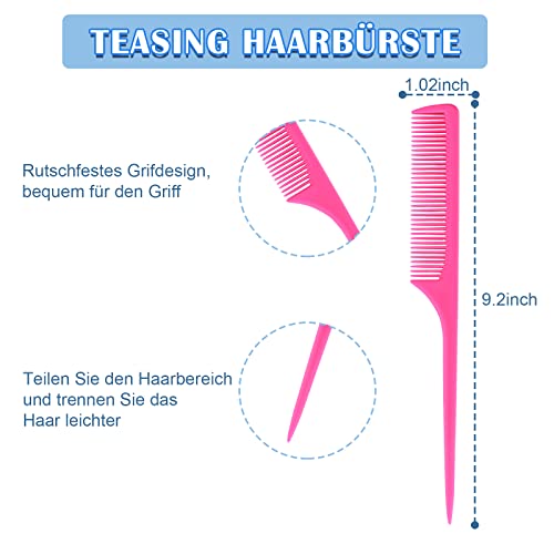 Foto von Haar Styling Kamm Set Edges Brush Toupier Bürsten Set Wildschweinborstenbürste Doppelkanten Bürste und Kamm Borsten Haarbürste Tupier BüRste Haare Edge Brush Rattenschwanz Kamm für Frauen Mädchen, 3St