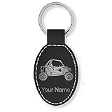 Oval Keychain, Off Road Racer, Personalized Engraving Included (Black with Silver)