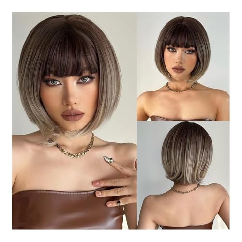 Perruque cheveux courts et lisses éliminant le coiffage matinal pour femme