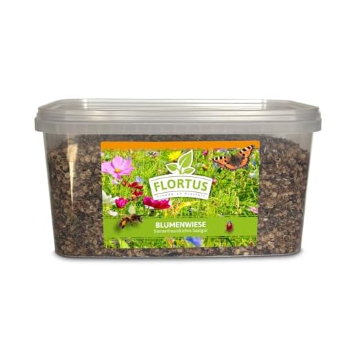 FLORTUS – Blumenwiese Saatgut für Bienen, Hummeln & Schmetterlinge – 10 Liter Eimer Wildblumenwiese Samen für 1.000-2.000 m² – bunte Wildblumensamen Mischung für eine insektenfreundliche Blumenwiese