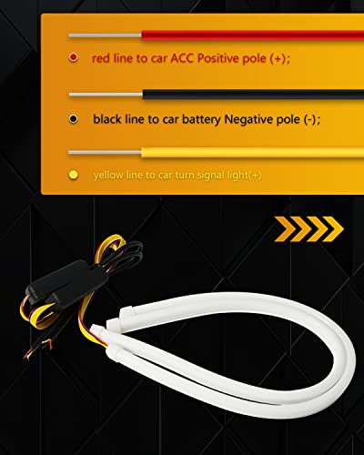 Qasim 45Cm Flowing Turn Signal Light Guide Strip Drl Headlight Assembly 12V Car Led Flexible Strip Lights Daytime Running Lights Car Accessories-2Pack #TOP5