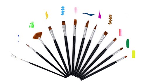 Artacts -Professional Artist Paint Brush Set For Watercolor, Acrylics, Oil & Face Painting - A Set Of 12 Premium Quality Brushes Also Great For Kids And Adults #TOP25