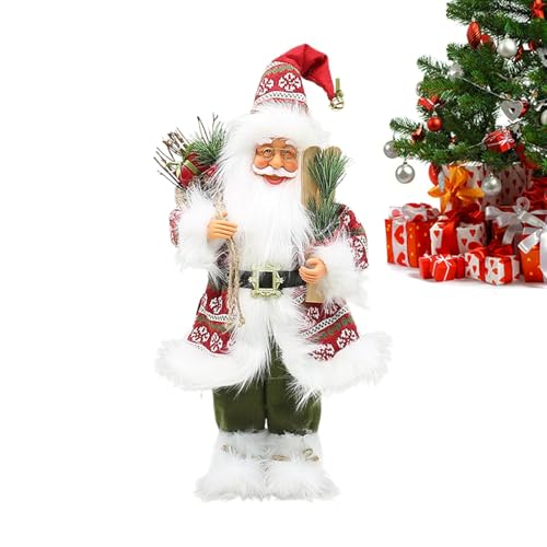 Figuras de Papá Noel - Adornos de Papá Noel | Exquisita figura de Papá Noel de pie | Papá Noel de pie tradicional | Figura de mesa de Papá Noel | Figura de Papá Noel pe