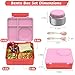 Bento Lunch Box Set for Kids with 8oz Soup Thermo, Leak-Proof Lunch Containers with 4 Compartment, Thermo Hot Insulated Food Jar and Foldable Fork Spoon, for Kids to School (Pink)
