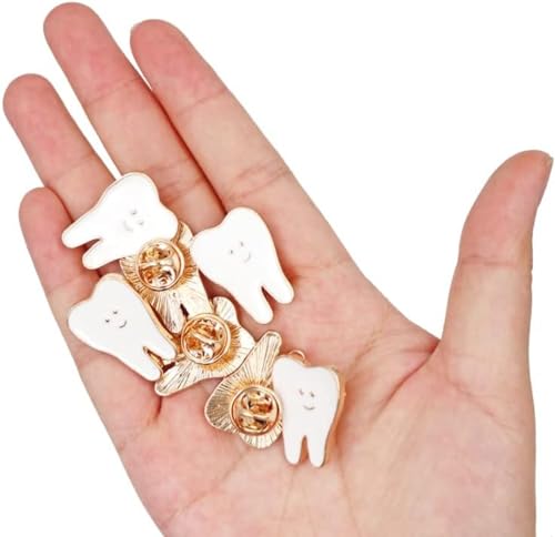 Image of Dental Pins Dental Shape Brooch Cute Cartoon Enamel Tooth Badge Tooth Pin Women Men Personality Style Doctor Dentist Uniform Brooch Pin Gift