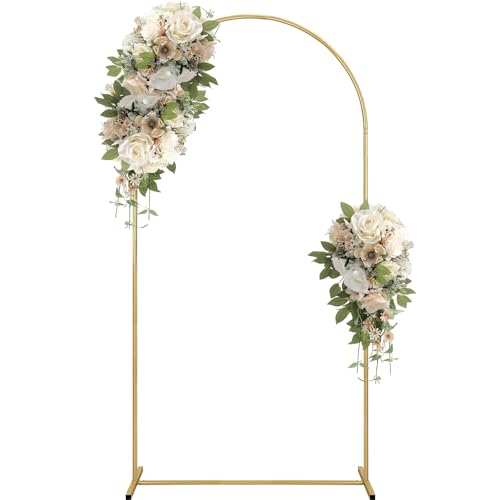 Duscdesp Metal Arch Backdrop Stand 2M/6.6FT Gold Wedding Arch Balloon Arch Stand Garden Arch Frame for Wedding Birthday Party Balloon Flower Arch Decoration