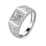 Wycian Anillo Compromiso Anillo Piedra Plata Oro Blanco De 18 Quilates Diamante De Laboratorio Sello Tamaño 22 Moda Para Hombres Aniversario Joyas