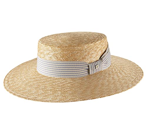 B Couture - Sombrero Gondolero Canotier ala Ancha Mujer Madelinoe - Talla 60 cm - naturelle2 Cover