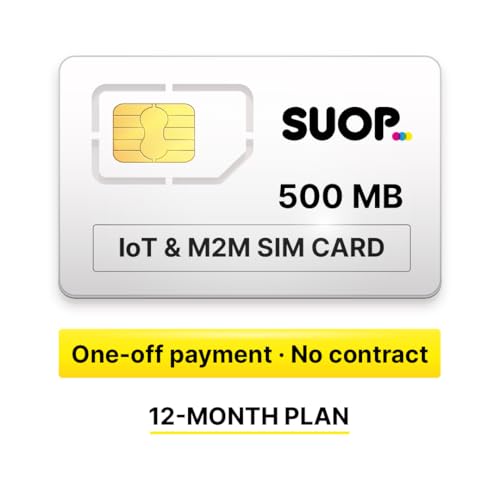 SUOP Carte SIM IoT & M2M | Forfait 12 Mois (500 Mo/Mois) | Prépayé avec paiement Unique annuel....