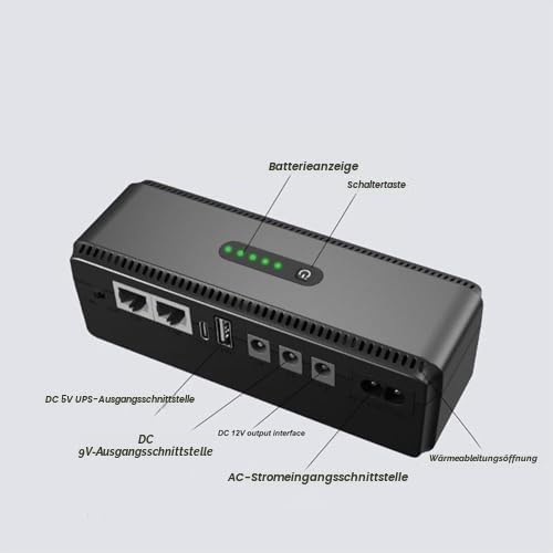 10400-mAh-USV-Batterie-Backup-Netzteil mit Hoher Kapazität und Zwei Eingangsoptionen, Großem Spannungsausgang, Intelligenter Sicherheit für das Kamera-Router-Modem und