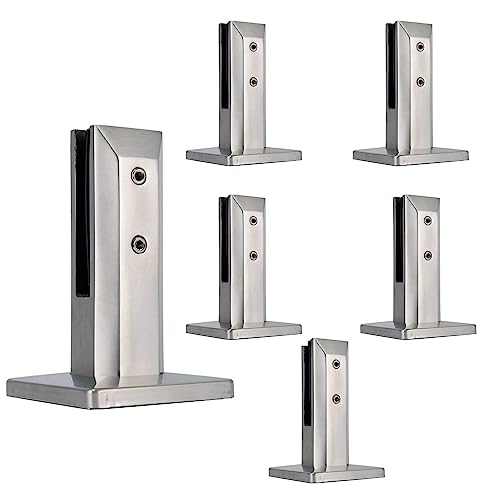 Spigot pince serrage verre carré 200mm en acier inoxydable S304 pour sol - 6pc